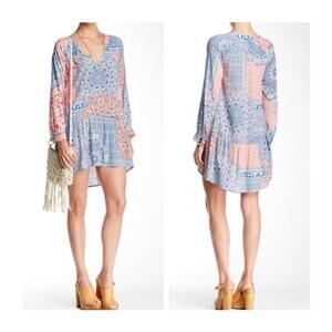 Sanctuary Little Bohemian Drop Waist Patchwork Mini  Dress size SMALL
